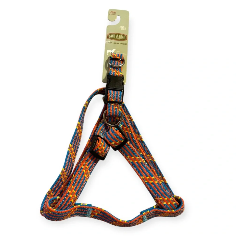 Lake & Trail Step Dog Harness Multicolor Pinks Blues Yellow Large 21-29in New